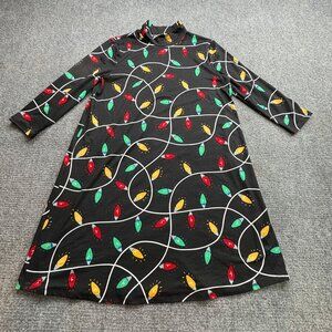 Christmas Dress Medium‎ Black Tree light Bulbs Celebrate Together Holiday Party